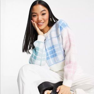 ASOS Petite Multi-check Crop Sweater